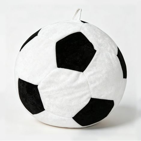 Pouf sacco a forma di pallone da calcio, bianco e nero, in flanella, 100 x 80 cm (1/5)