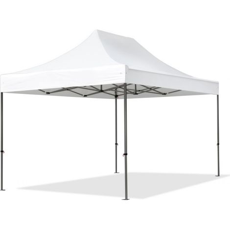 TOOLPORT 3x4.5 m PVC 800 Pop up gazebo party tent PREMIUM Steel 40 mm, fire resistant, white