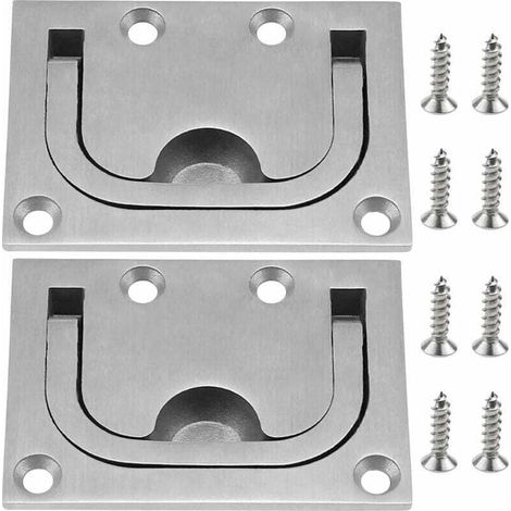 2 Trappes Affleurantes pour Bateaux Poignée Marine en Acier Inoxydable Trappe Encastrée pour Bateau Poignée de Traction Encastrée avec 8 Vis pour Casier d'armoire Marine Yacht Boat (1/5)