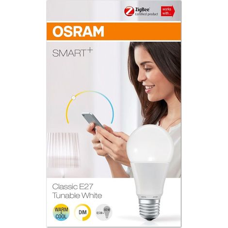 Osram Smart+ LED Lampe 8,5W E27 ZigBee dimmbar warmweiß bis tageslicht Glühbirne (1/3)