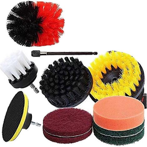 Grattoir brosse kit alimentation nettoyage brosse à récurer kit multi-Drill brosses à récurer pour voiture