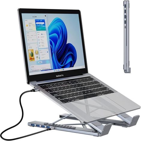 KLVGTIFS PU - Hub USB C vers USB pour Ordinateur Portable 4 Ports USB 3.0 Adaptateur multiport réglable Compatible avec MacBook Pro/Air, Clavier (1/5)