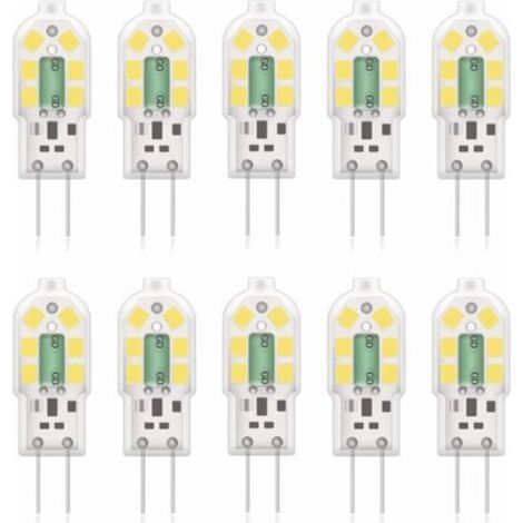 G4 2W LED Ampoule, 20W Ampoules Halogènes équivalentes, Blanc froid 6000k,200Lm,12x SMD,12V AC/DC-Pack de 10 [Classe énergétique A+] (1/5)