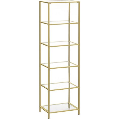Mensola portaoggetti da bagno 30 x 40 x 177,3 cm mobiletto a 4 ripiani in vetro temperato robusto facile da montare per soggiorno camera da letto ufficio oro 120005727