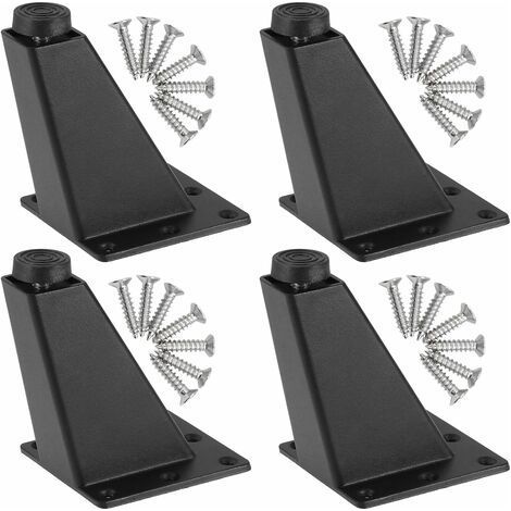 Lot De 4 Pieds De Meubles Réglables, Pieds Triangulaires Réglables De Meubles De Cuisine De Jambes De Meubles D'alliage D'aluminium, Pieds De Table De Bureau De Bar De Petit-Déjeuner, Noir (1/5)