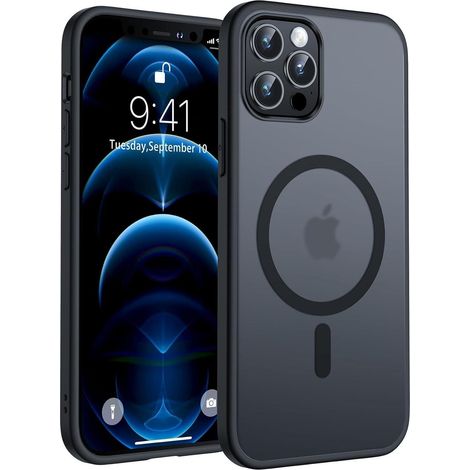 Coque magnétique pour iPhone 12 Pro 6,1 pouces, antichoc, anti-rayures, noir (1/5)