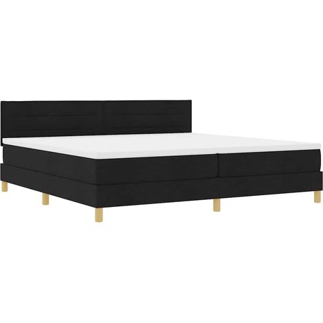 Maison Exclusive - Lit à ressort LED avec bandes LED Noir 200 x 200 cm tissu