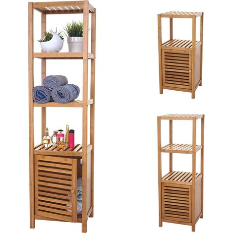 Étagère de salle de bains HWC-B18, Armoire, Commode, Bambou - 110x36x34 cm