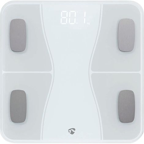 Bascula personal smartlife bluetooth agua bmi bmr grasa huesos musculos peso 12 carga maxima 180 kg android ios abs cristal blanco