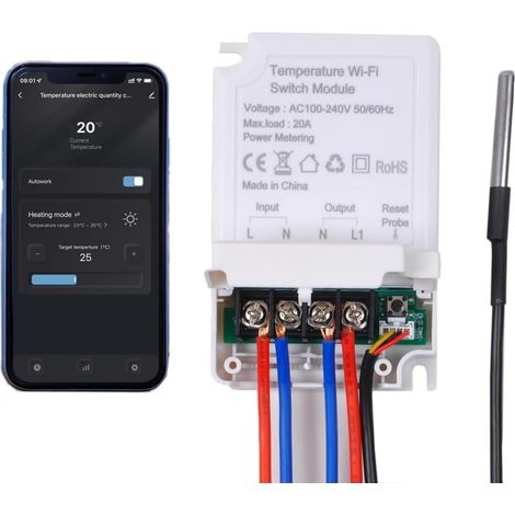 Contrôleur de Température WiFi, Thermostat sans Fil avec Thermocouple et Application , 220V 20A, pour Brassage Maison, Chaudière à Température Constante, Élevage, Serre (1/5)