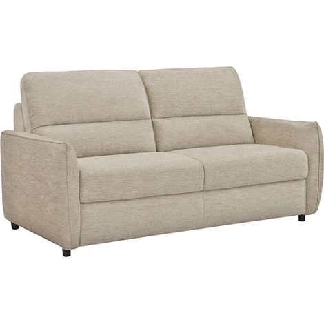 Canapé convertible 2p tissu doux beige avec matelas 140x190 cm - JOHN