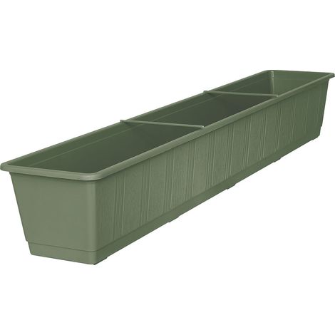 Geli Balkonkasten STANDARD Pistaziengrün mit Holzstruktur 100 cm - Kunststoff