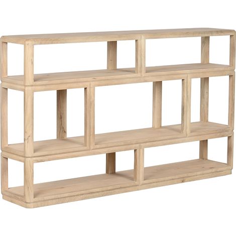 Etagère, meuble étagère en bois de manguier coloris naturel - longueur 160 x profondeur 30 x Hauteur 93 cm (1/4)