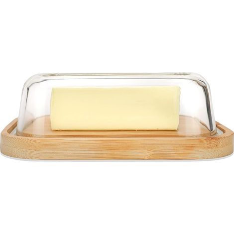 1 Boîte À Beurre, Verre Durable, Couvercle Bambou, Pour 250g, Cuisine (1/5)