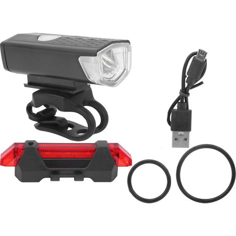 Éclairage avant et arrière de vélo rechargeable par USB, ultra-lumineux : phare et feu arrière.
