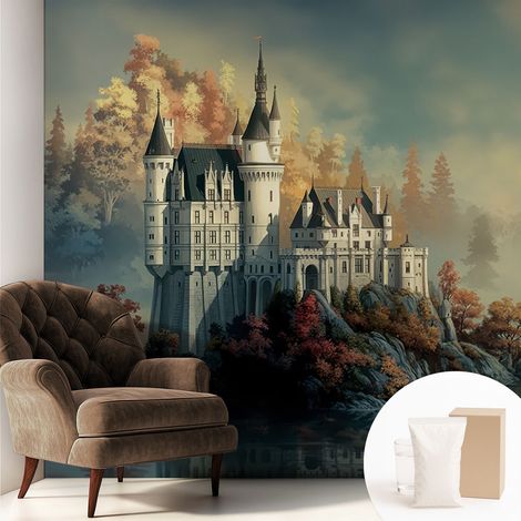 Papier peint avec colle pour décoration moderne de salon chambre à coucher cuisine et bureau Facile Château de conte de fées 250x250 cm (1/5)
