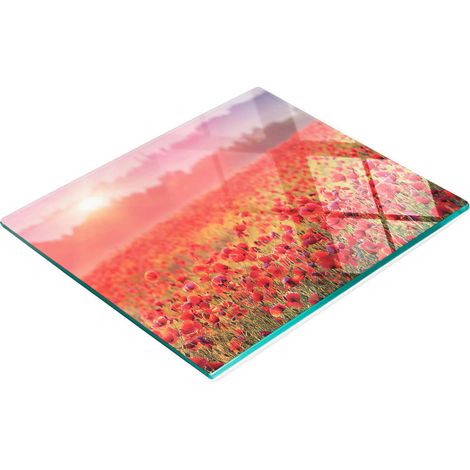 Tabla decorativa de cristal para servir aperitivos con diseño de campo de semillas de amapola, 60x52 cm. (1/5)