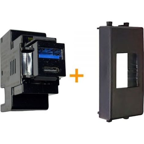 Perry presa USB A + C 3A compatibile AVE Tekla 44 Nero - 1MCUSB002A