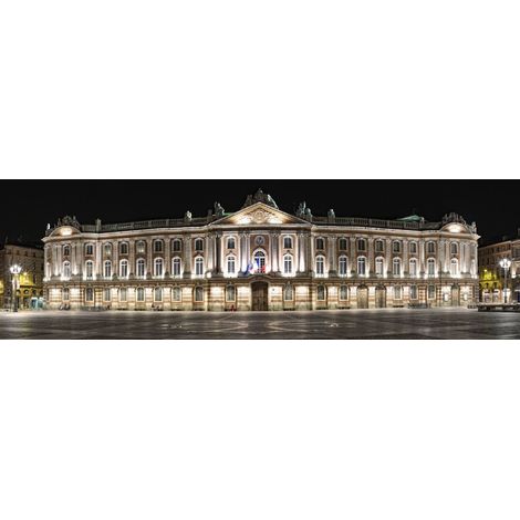 Tableau sur toile le capitole de nuit 30x97 cm - Impression sur Toile Murale Décorative - Image imprimée en HD sur Toile - Toile sur Châssis en Bois FSC - Fabriqué en France (1/4)