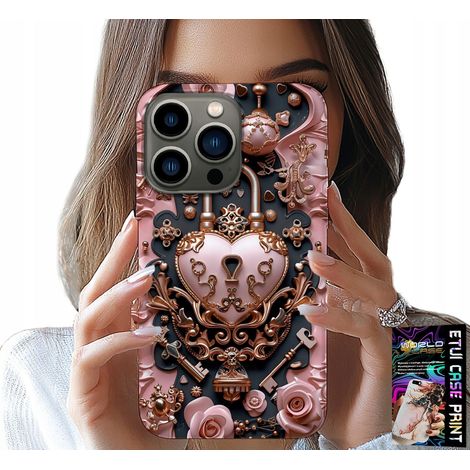 Hülle für iPhone 16 Pro – feminine, modische Muster, Herz-Rosen-Vorhängeschloss (1/5)
