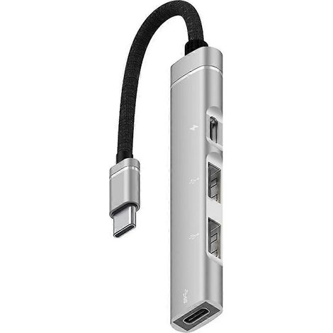 Hub USB-C haute vitesse : améliore l’efficacité du transfert de données. Boîtier en alliage d’aluminium. (1/4)