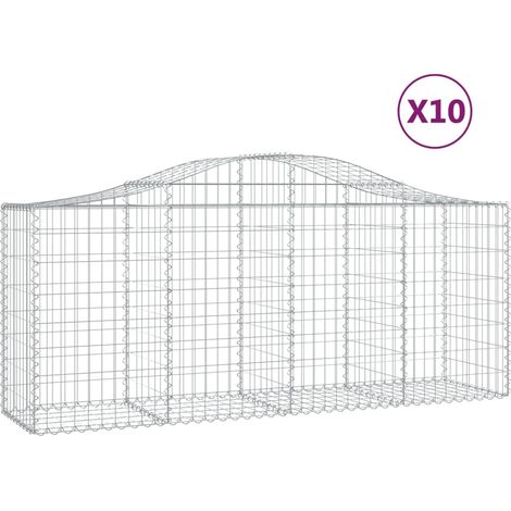 Maison Exclusive - Paniers à gabions arqués 10 pcs 200x50x80/100 cm Fer galvanisé