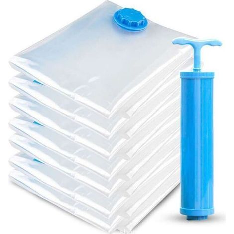 Lot de 4 sacs de rangement sous vide 80x60 cm avec pompe à main, housses de voyage réutilisables pour matelas, linge de lit, oreillers et vêtements (1/4)