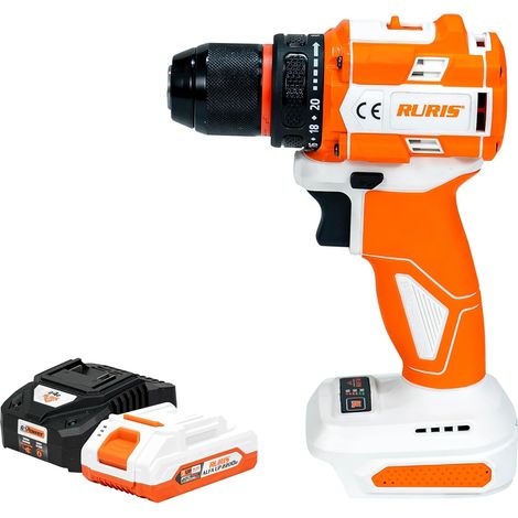 Perceuse Visseuse Sans Fil RURIS RMX1260 60 Nm - Brushless, 2 Vitesses, Mandrin 0-10 mm, LED, 12 Accessoires + Batterie 20V (1/5)