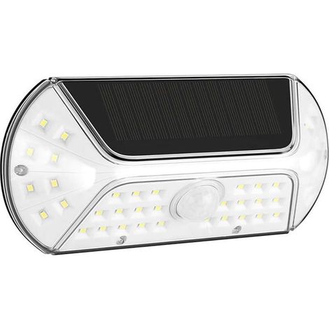 Luz solar exterior de 40 LED con sensor de movimiento, resistente al agua e inalámbrica. Luces de seguridad solares para exteriores, garaje, patio y jardín. (1/4)