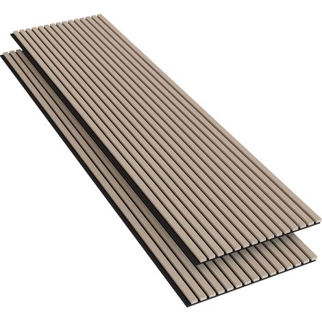 Lot de 2 - 240 x 60 cm - Ep. 21 mm Chêne clair panneaux muraux décoratifs et acoustiques en bois de la gamme Ocean