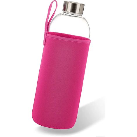 Bouteille en verre à large ouverture de 550 ml avec couvercle étanche en borosilicate, rose, 1 pièce (1/5)