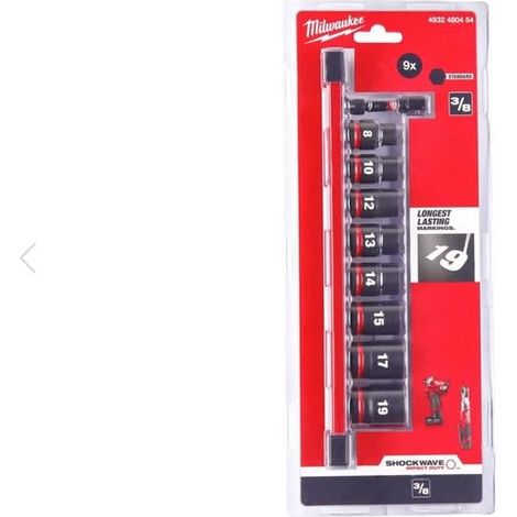 Milwaukee Set di Bussola a Impatto 3/8" Acciaio 9 pezzi