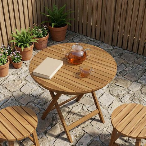 vidaXL Plateau de table Ø 60 x 3,5 Rond Bois de teck massif Naturel (1/5)