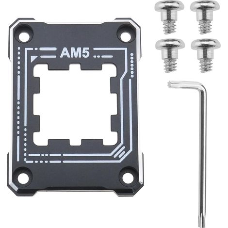 AM5 Support de Processeur AM5 Cadre de Contact Anti-Flexion avec 4pcs Vis et 1pc Tournevis Cadre de Fixation Anti-Flexion Correcteur 75x56mm/ 2.95x2.2 Pouces, Noir (1/5)