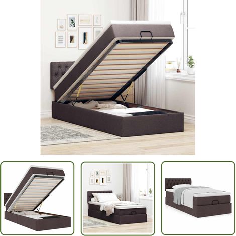 vidaXL Ottoman-Bett mit Matratze Dunkelbraun 100x200 cm Stoff (1/5)