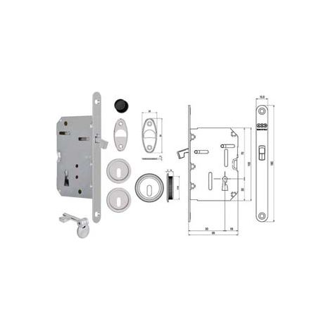 KIT M SERRATURA CHIAVE SCIVOLA TRE PORTE SCORREVOLI B.TONDO CR. OP.- - mm.50 (B04941.50.34) - 1 pezzi AGB