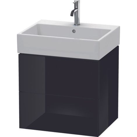 Mueble bajo lavabo L-CUBE 544x584x459mm negro alto brillo (1/5)