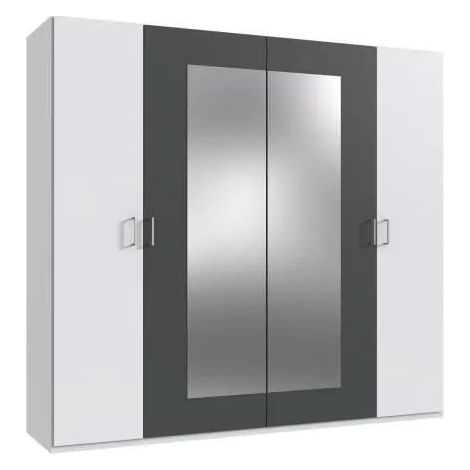 wimex RHODES Kleiderschrank weiß und graphit 225 cm