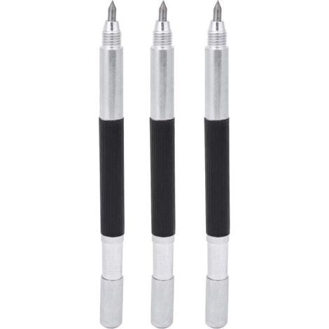 3 pcs Stylo, Double Pointe En Carbure Métal Marquage Stylo Graveur pour Verre Céramique Carreau Métal BoisPointes à tracer (1/4)