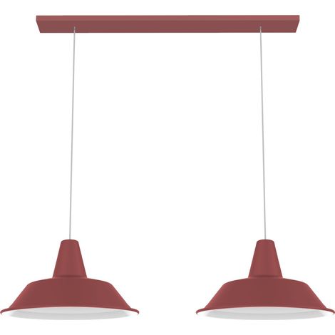 LUMICOM DUNA BINARIO Sospensione, 2XE27, max 42W, metallo, rosso cowhide/bianco, D.35cm (1/4)