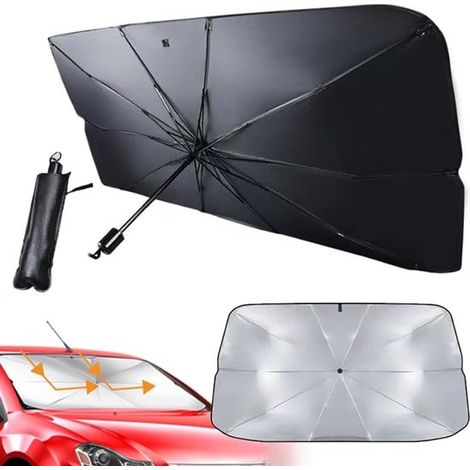 Parasole per parabrezza auto 65 x 125 cm, protezione dal calore, protezione dai raggi UV, protezione solare per auto, visiera parasole pieghevole per la maggior parte delle auto (1/5)