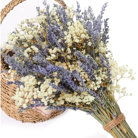 Gypsophile,Lavande Séchée Fleurs SéChéEs Bouquet, Fleurs SéChéEs Artisanales pour Cadre Photo, pour Les DéCorations De Mariage DIY (1/5)