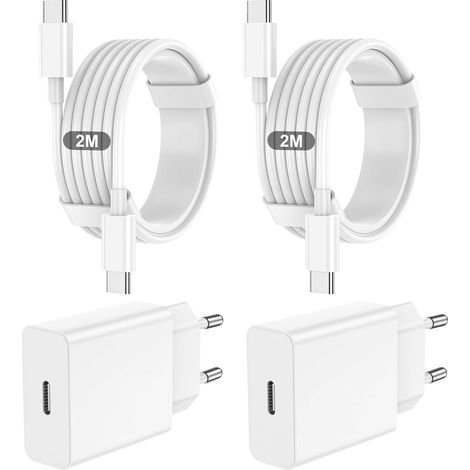Cargador USB-C rápido (paquete de 2), adaptador de corriente tipo C  Carga USB-C para iPhone 17/16/15/Pro/Pro Max/Plus/iPad/Samsung Galaxy S25/S24/S23/S22/S21/A17, Google Pixel (1/5)