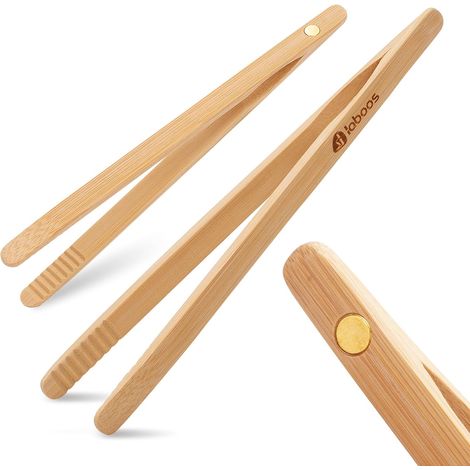 Pince Grille Pain Aimantée en Bambou – Lot de 2 Pinces à Toast 20,8cm, Pince Bois à Tête Fine pour Grille-Pain, Four, Réfrigérateur – Pince Aimantée Gain de Place (1/5)