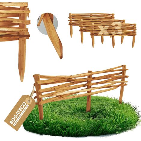 Lot de 3 Bordures Bogateco Noisetier Brun 20x90 cm Bois (1/5)
