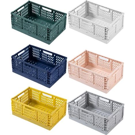 Scatola pieghevole, cassa richiudibile, cestini portaoggetti portatili e pieghevoli, scatole portaoggetti colorate, adatte per cucina, bagno, ufficio, camera da letto (43×29×17 cm, confezione da 6) (1/4)