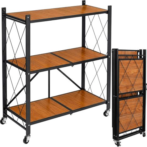 Étagère pliante biseautée, 3 niveaux, mezzanine, sur roulettes (1/5)