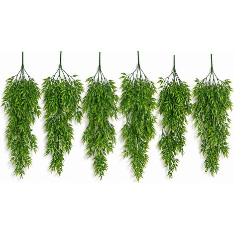 Pack of 6 x 80cm Artificial Trailing Bamboo Style Plant Hanging Faux Greenery (1/5)