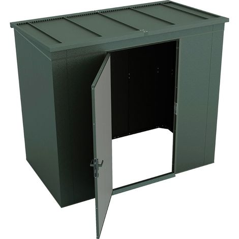 WEKA Gary Metallgerätehaus grün 3,1 m² Gerätehaus aus Metall in Grün, Geräteschrank mit 0,7 mm Wandstärke Gartenhaus