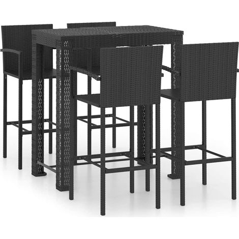 Maison Exclusive - Muebles de bar jardín 5 pzas ratán PE reposabr (1/5)